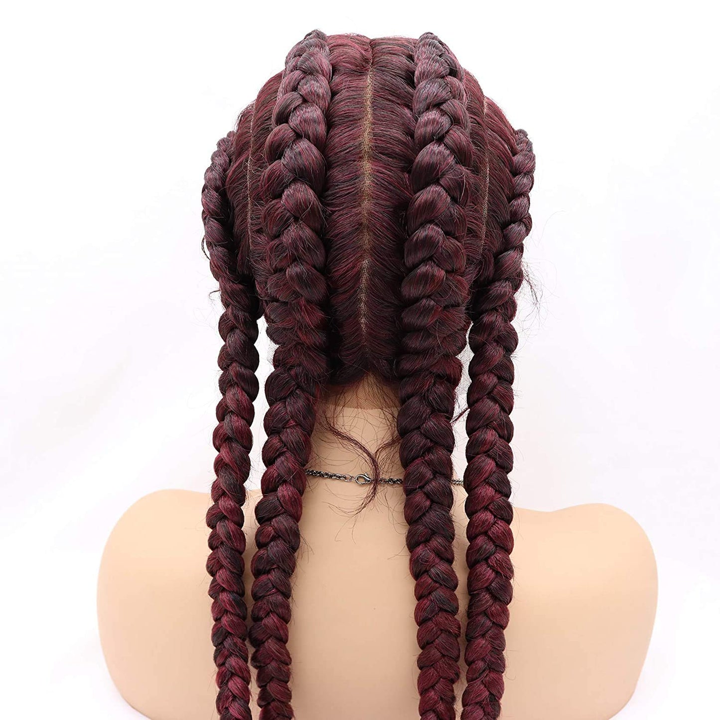 Wine Red Synthetic Braided Lace Front Wig