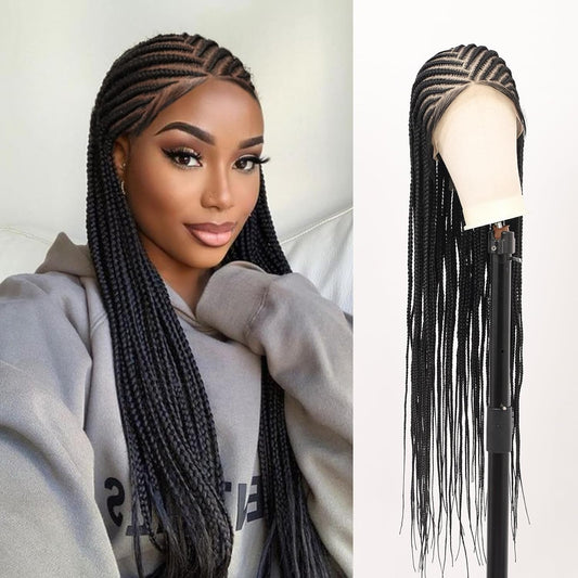 Lace Front Braided Wigs with Baby Hair Box Braids