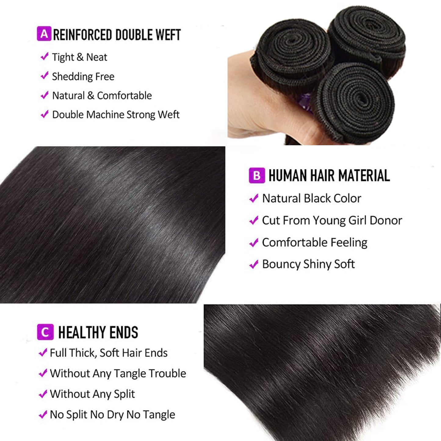 10A Virgin Human Hair Bundles